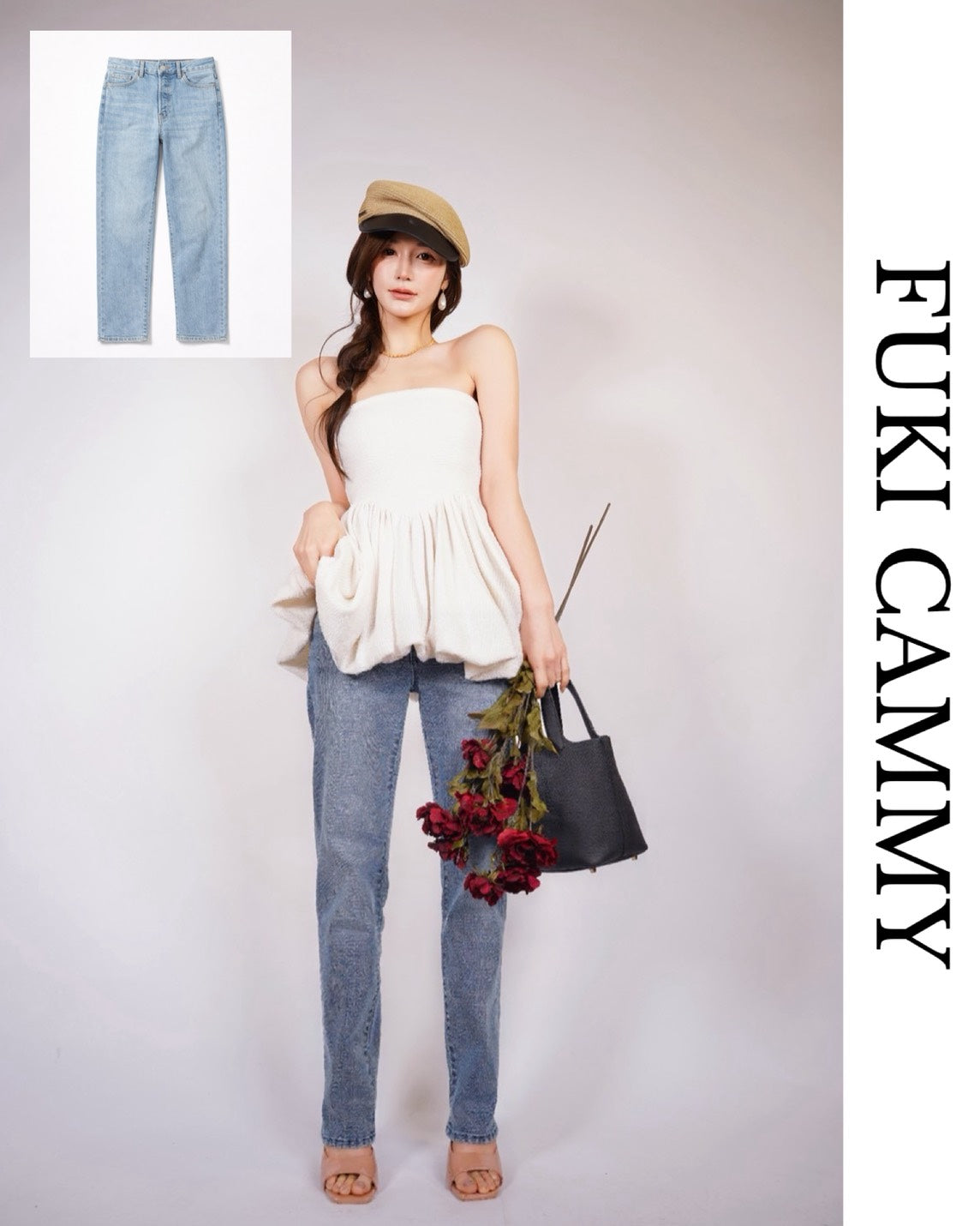 【即日発送】Leg Line stretch straight Denim