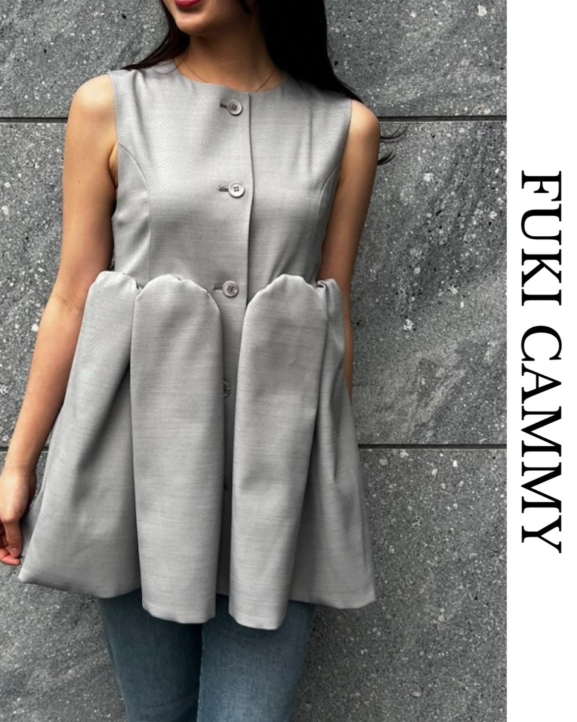 【5月中旬発送】Sleeveless Balloon Peplum Top
