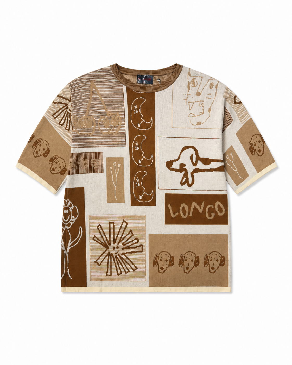 【LONGO】Man's Jacquard Knitted T-Shirt style Sweater