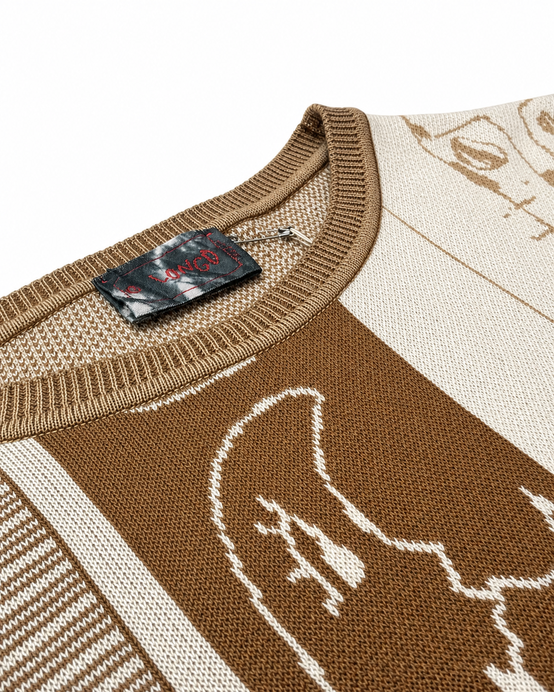 【LONGO】Man's Jacquard Knitted T-Shirt style Sweater