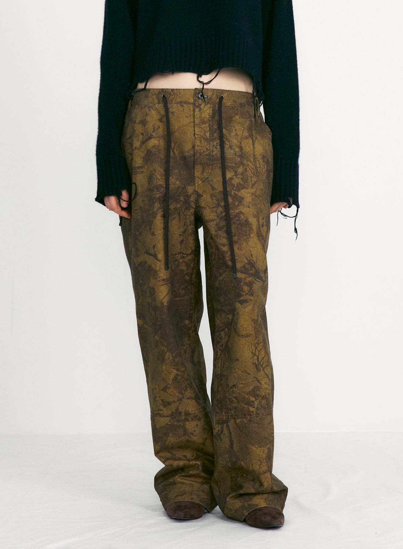【LOW CLASSIC】WASHED COTTON WIDE PANTS