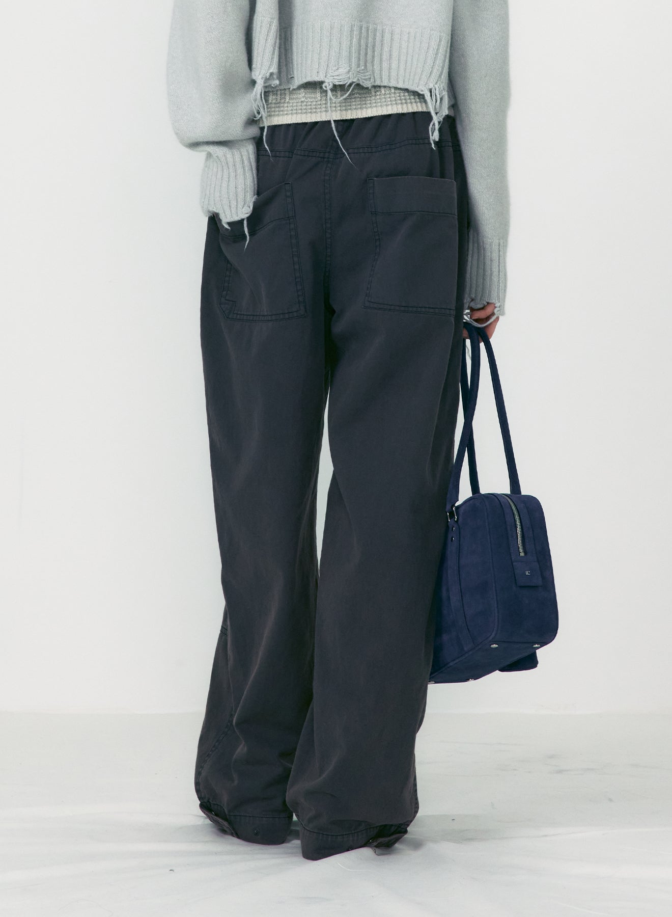 【LOW CLASSIC】WASHED COTTON WIDE PANTS