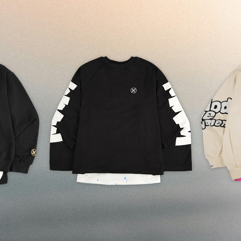春のスウェット×Tシャツ レイヤードコーデ