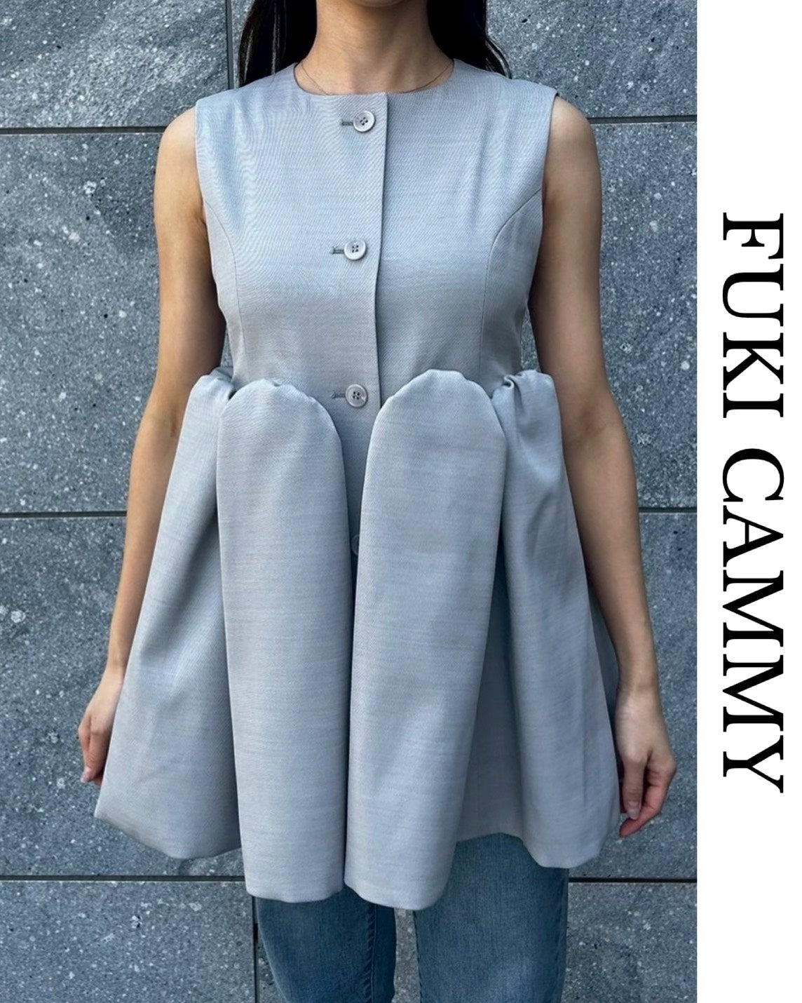 【５月中旬発送】Sleeveless Balloon Peplum Top