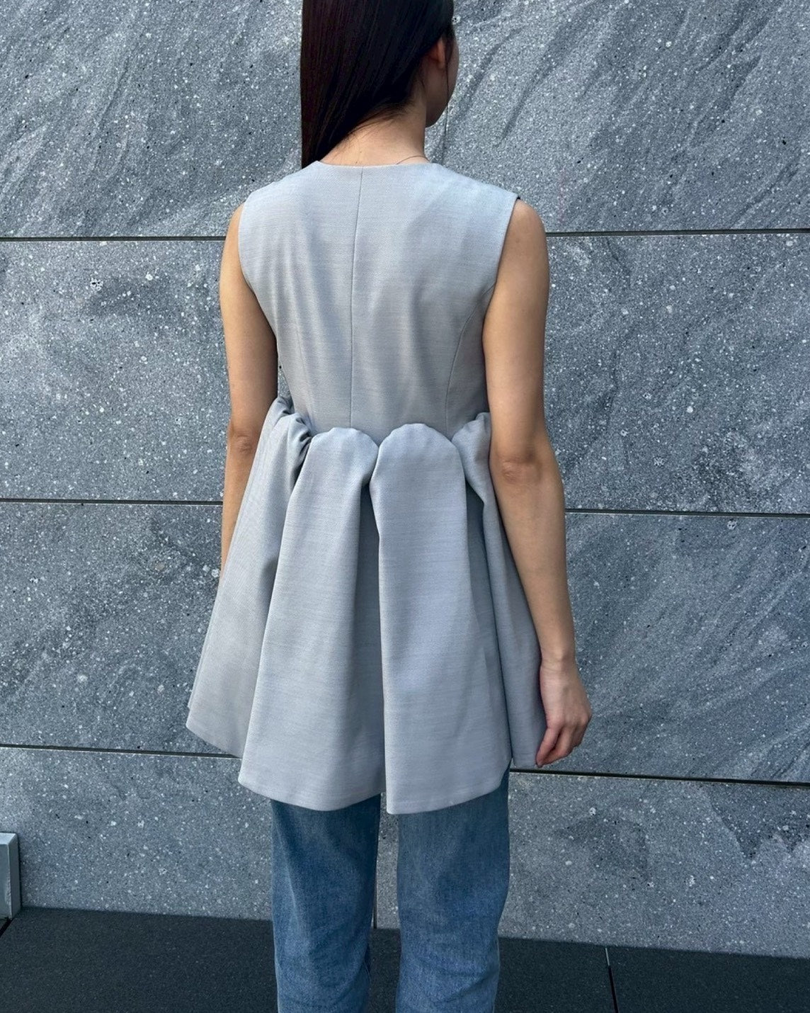 【５月中旬発送】Sleeveless Balloon Peplum Top