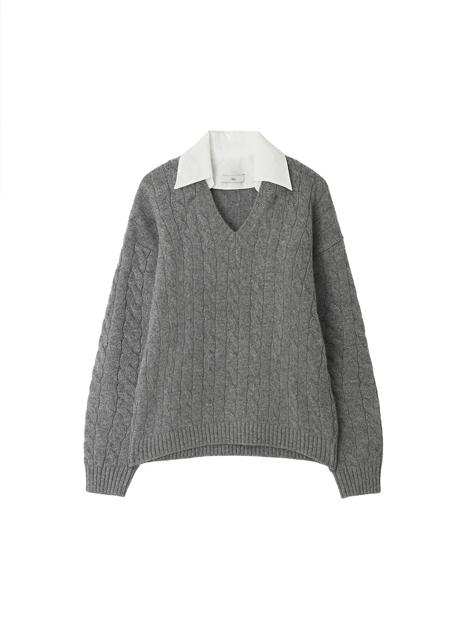 【KIJUN】Shirt Collar V-Neck Knit