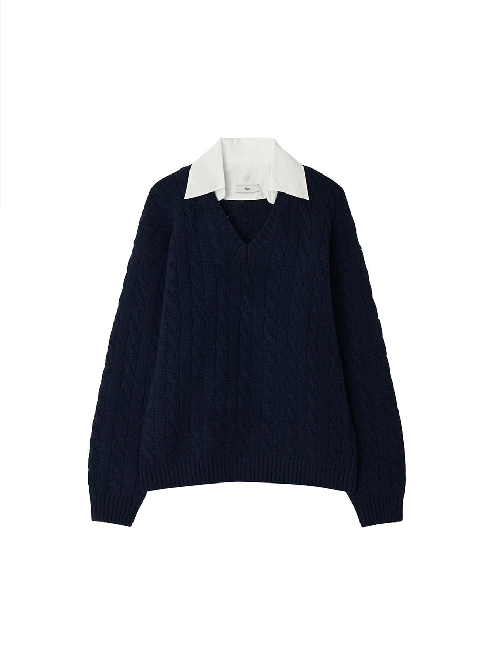 【KIJUN】Shirt Collar V-Neck Knit