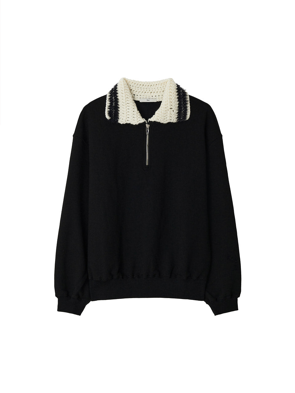 【KIJUN】Crochet Collar　Half Zip-Up Pullover