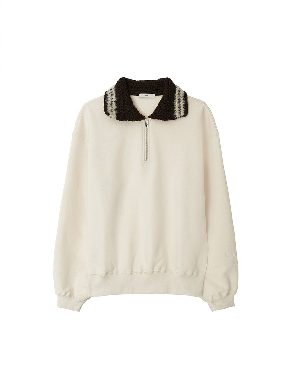 【KIJUN】Crochet Collar　Half Zip-Up Pullover