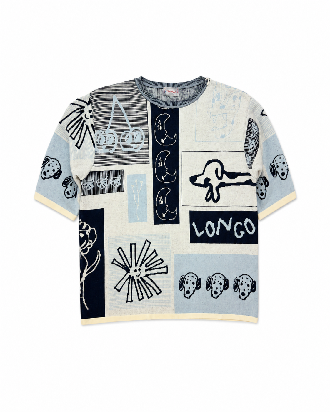 【LONGO】Man's Jacquard Knitted T-Shirt style Sweater