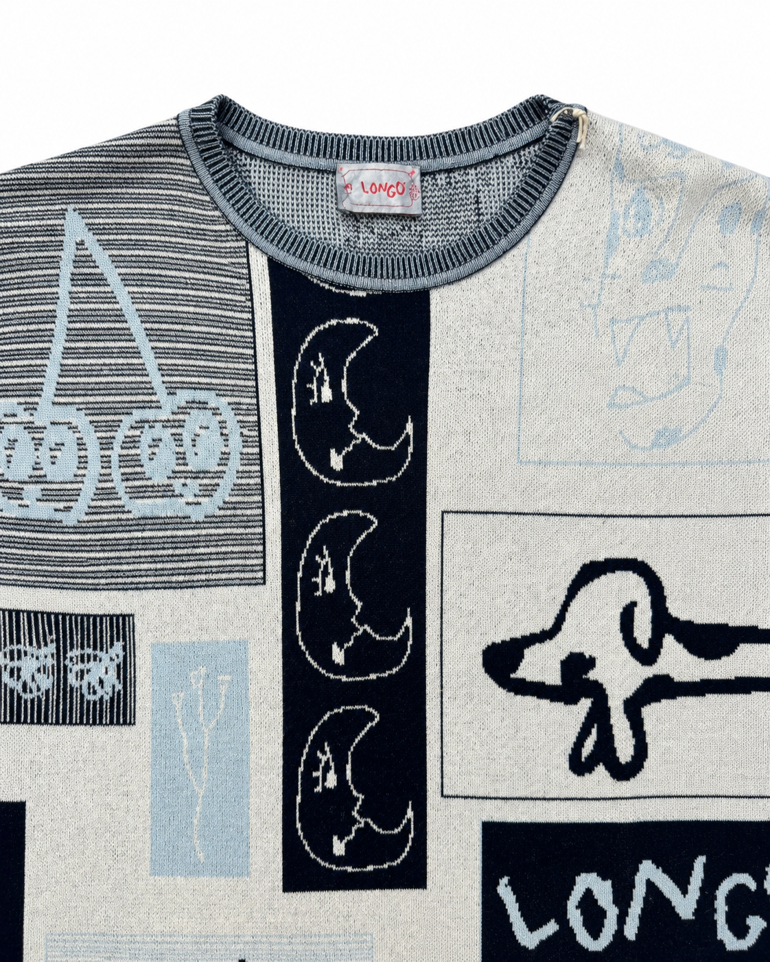【LONGO】Man's Jacquard Knitted T-Shirt style Sweater
