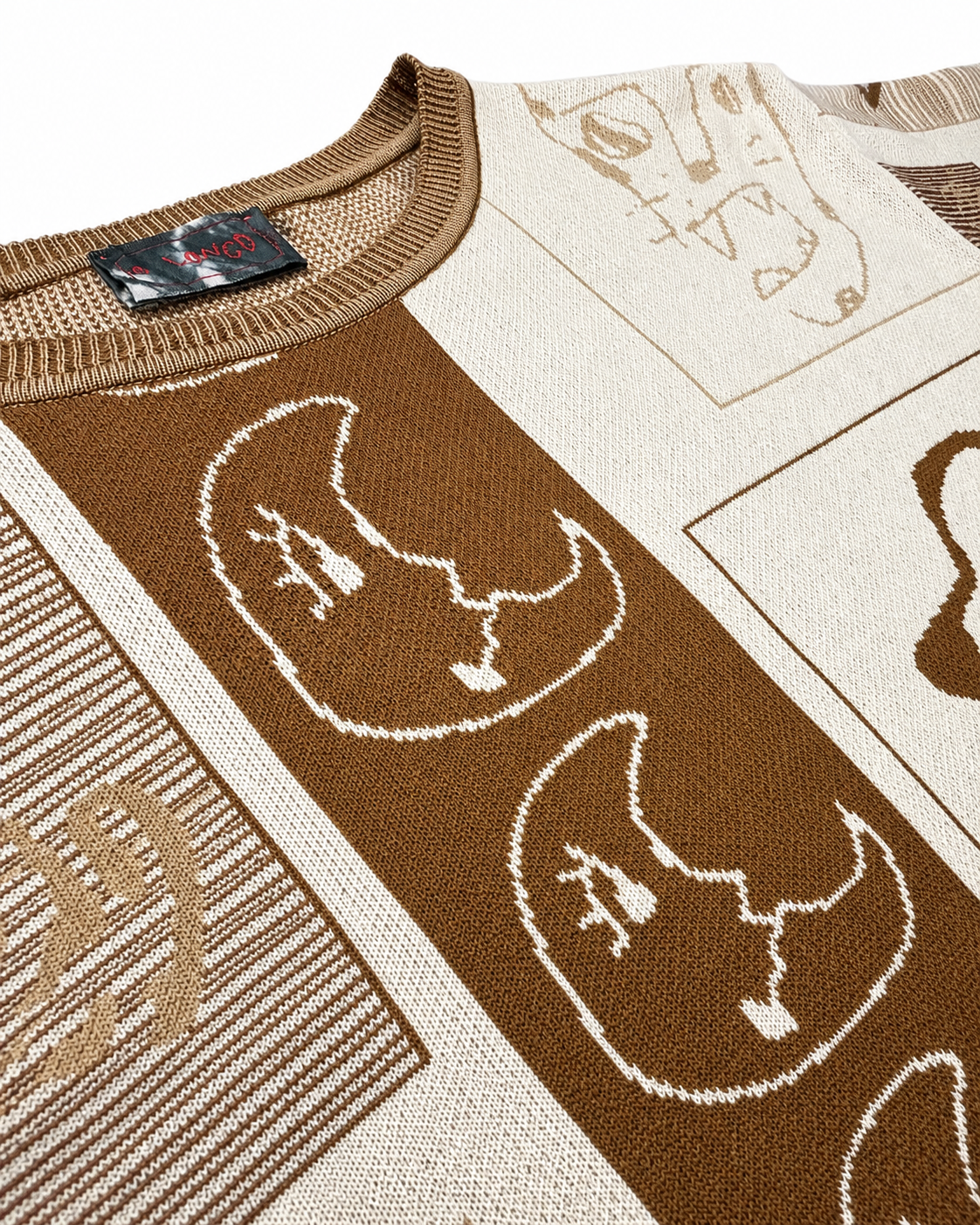 【LONGO】Man's Jacquard Knitted T-Shirt style Sweater
