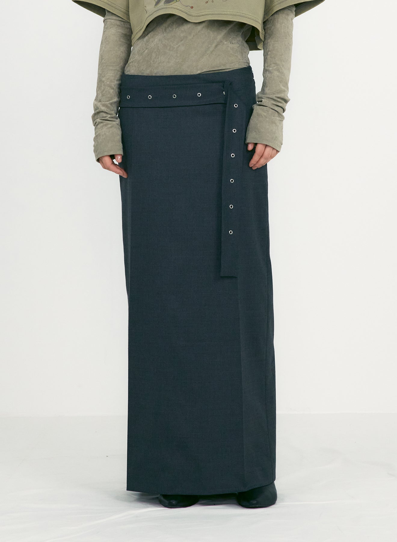 【LOW CLASSIC】BELTED MAXI SKIRTS