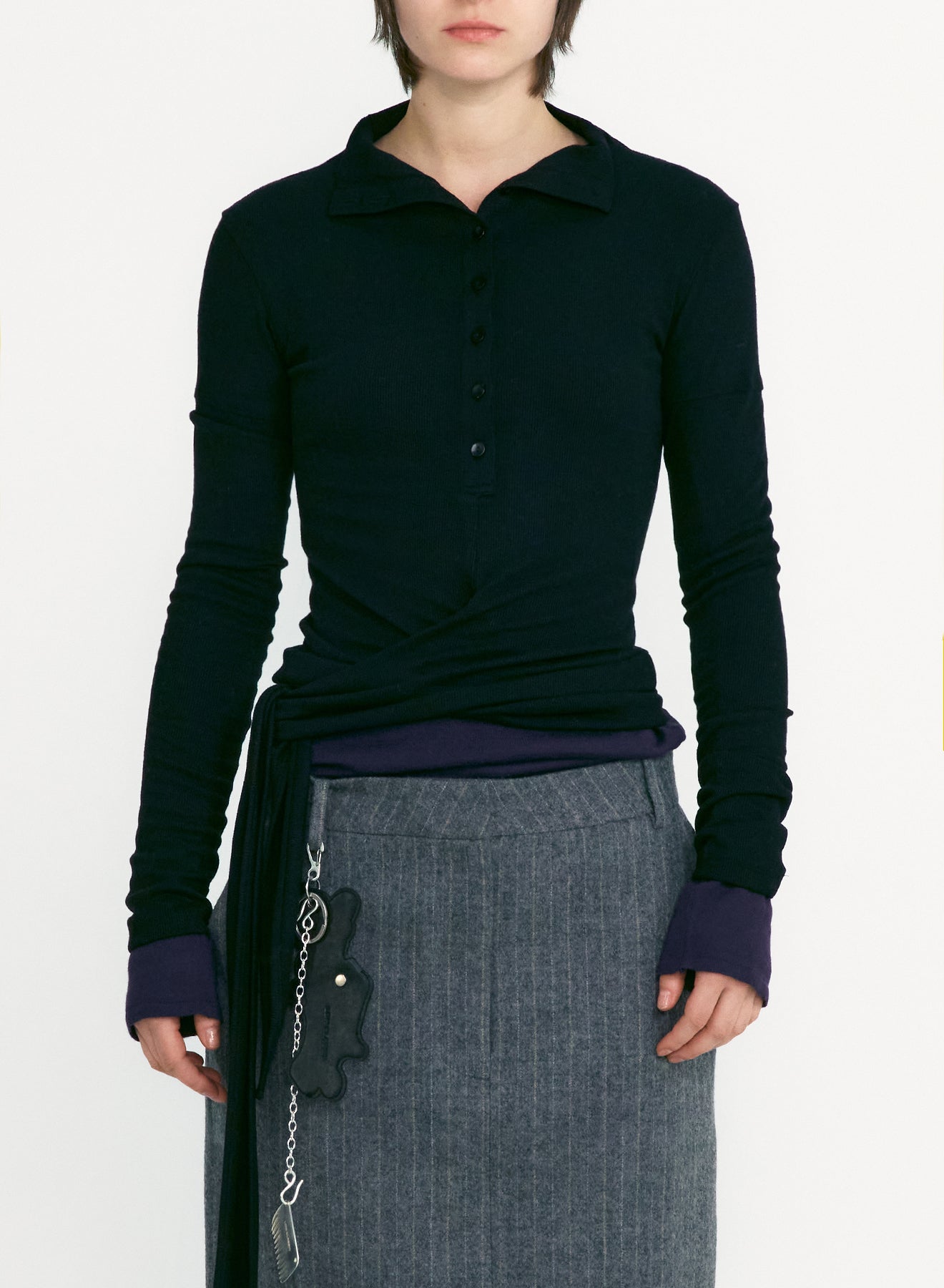 【LOW CLASSIC】BUTTON UP WRAP T-SHIRT