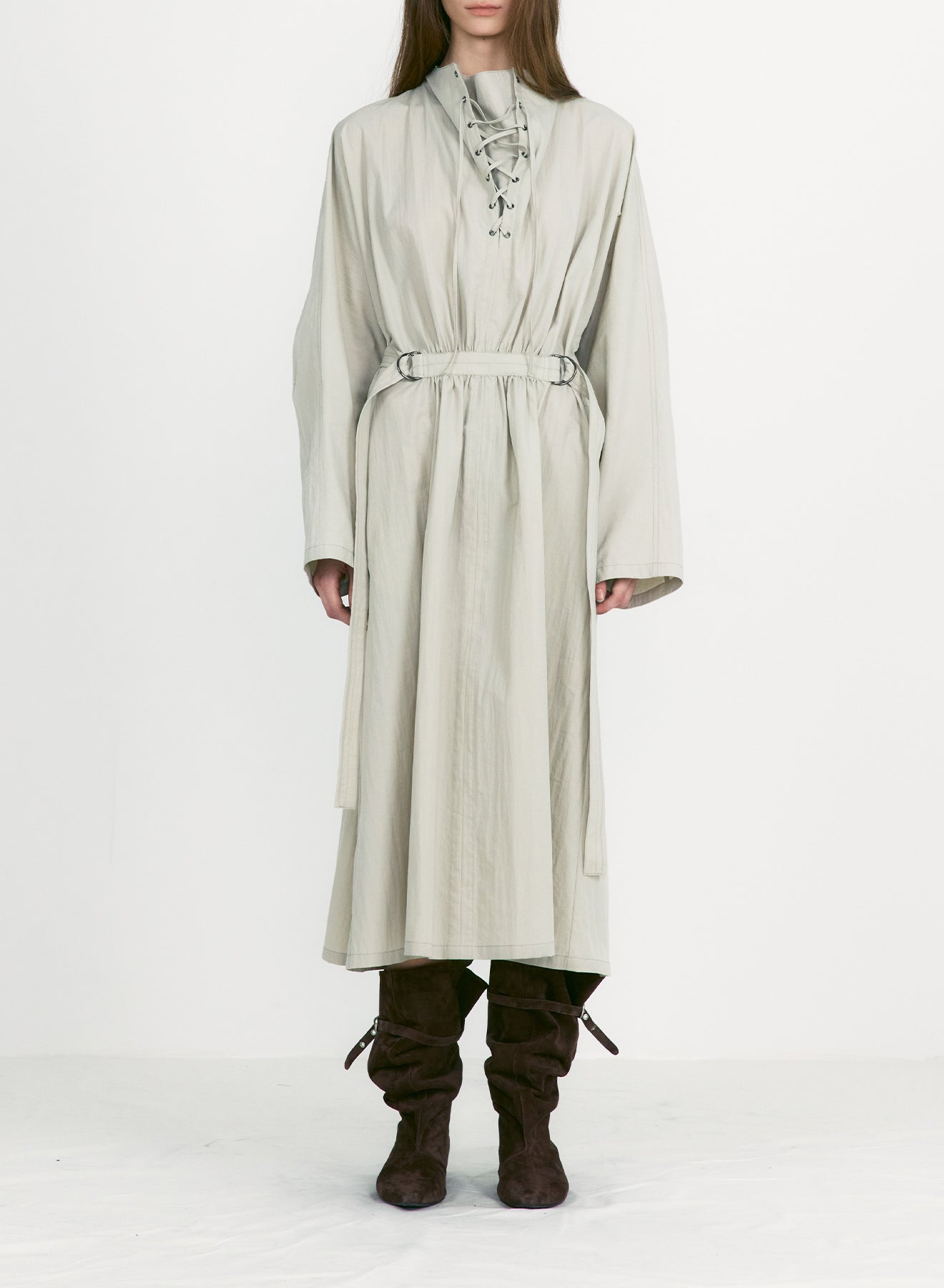 【LOW CLASSIC】LACE-UP BELTED DRESS