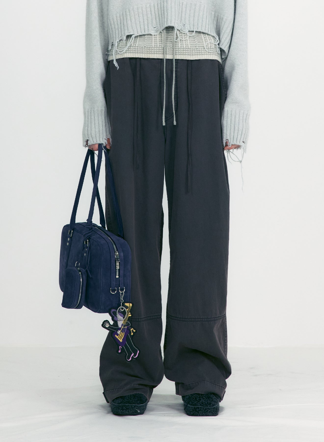 【LOW CLASSIC】WASHED COTTON WIDE PANTS