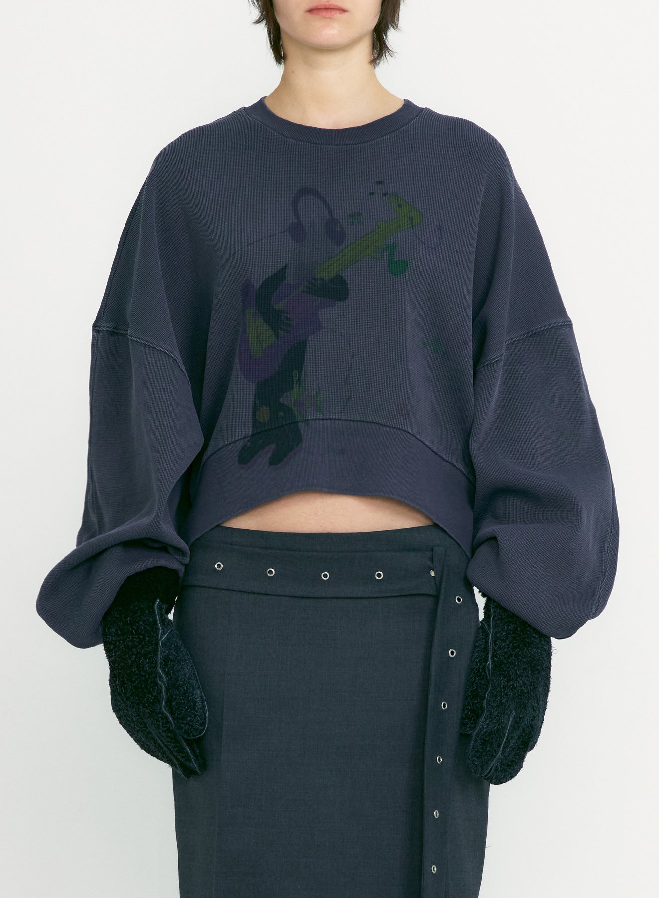 【LOW CLASSIC】WASHED ROCKSTAR CATSWEATSHIRT
