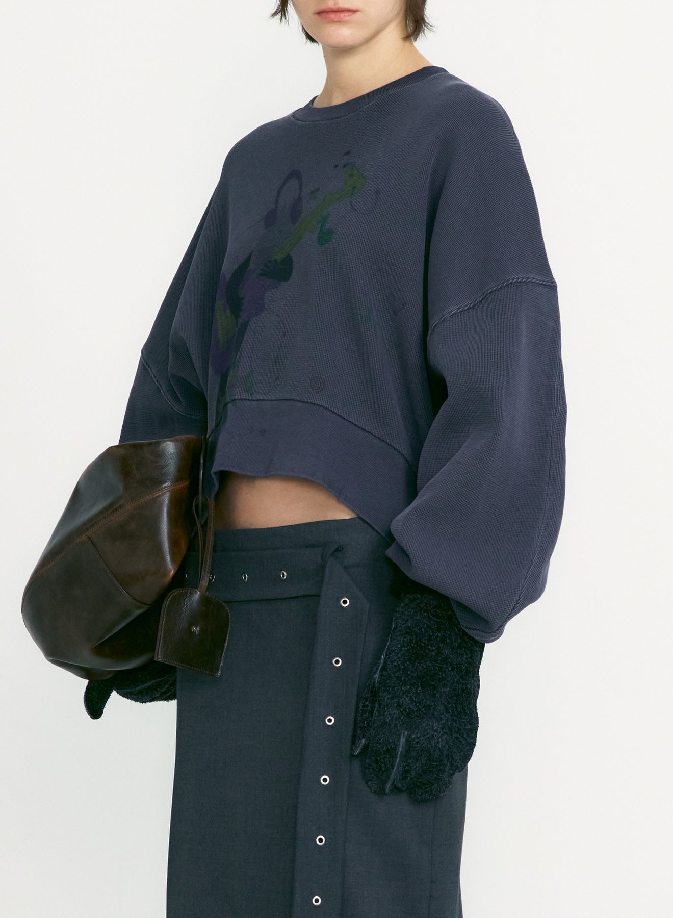 【LOW CLASSIC】WASHED ROCKSTAR CATSWEATSHIRT